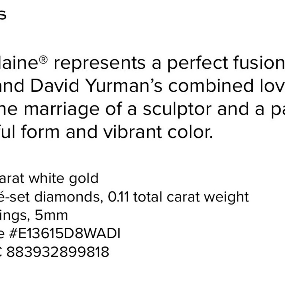 2024 David Yurman Petite Chatelaine 18K White Gold diamond Stud Earrings $1250 - Picture 8 of 9